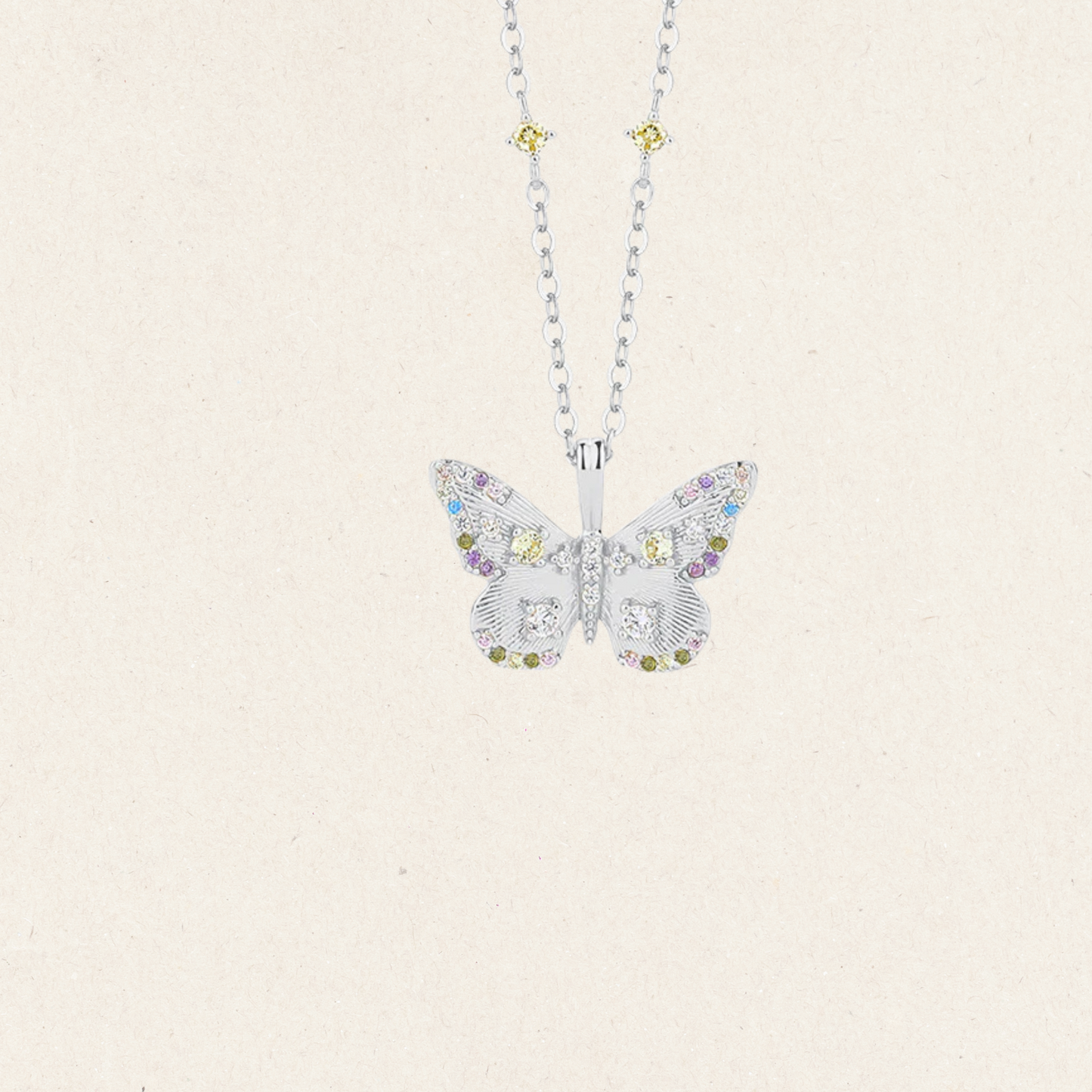 Colorful Gemstone Butterfly Necklace