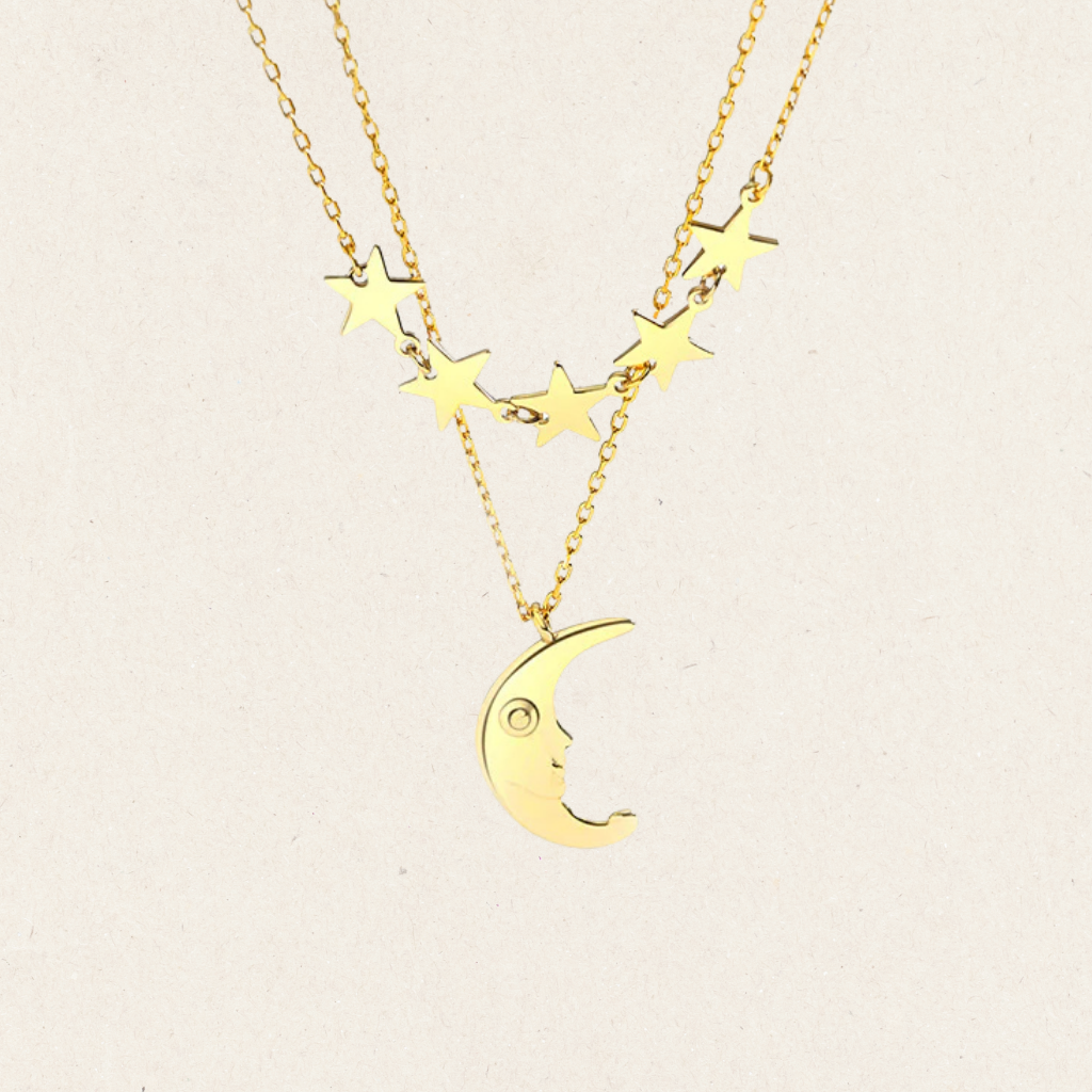 Moon Star Double Layered Necklace