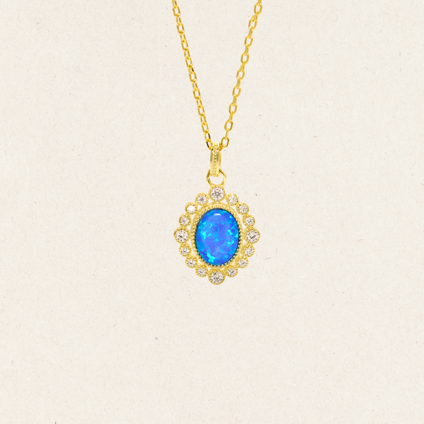 Celeste Frame Blue Opal Necklace