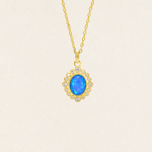 Celeste Frame Blue Opal Necklace