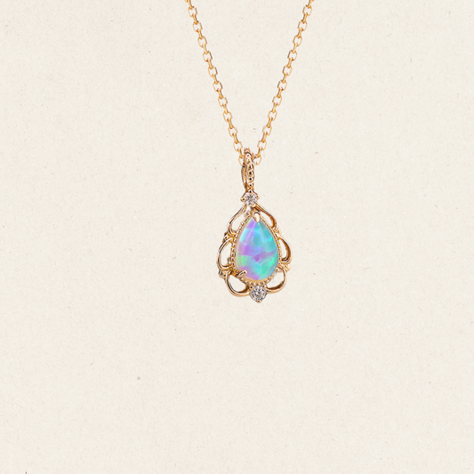 Fire Opal Teardrop Necklace