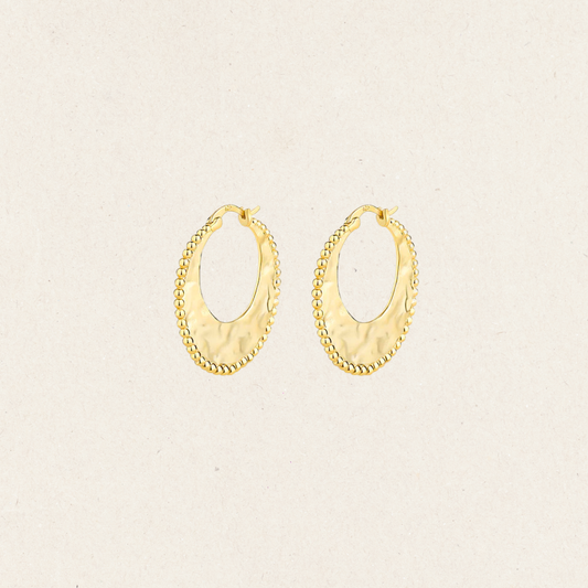 Hammered beaded edges Hoop Earrings