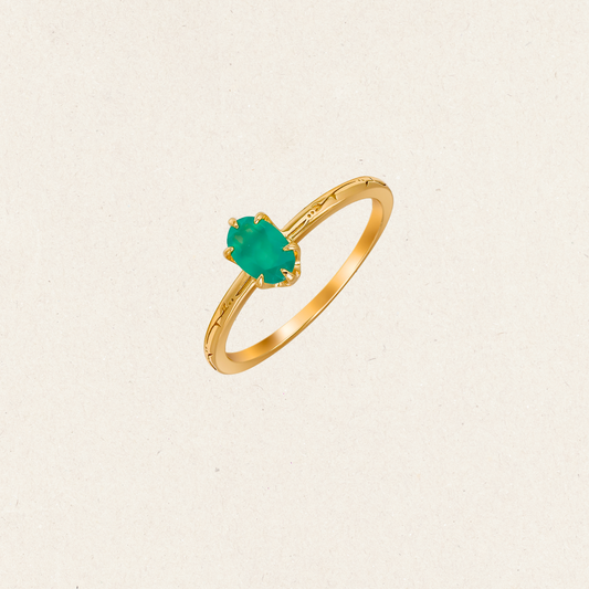 Delicate Green Stone Gold Ring