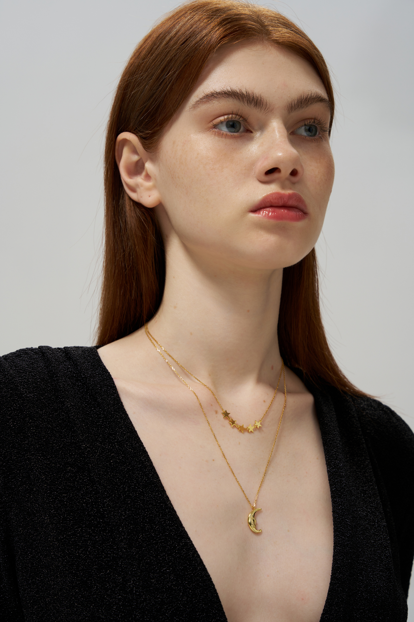 Moon Star Double Layered Necklace