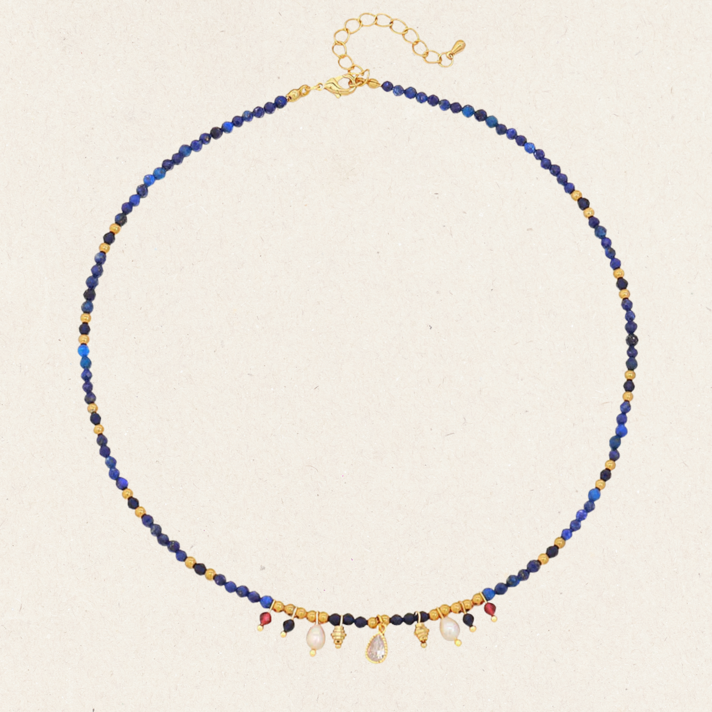 Lapis Pearls Beaded Necklace