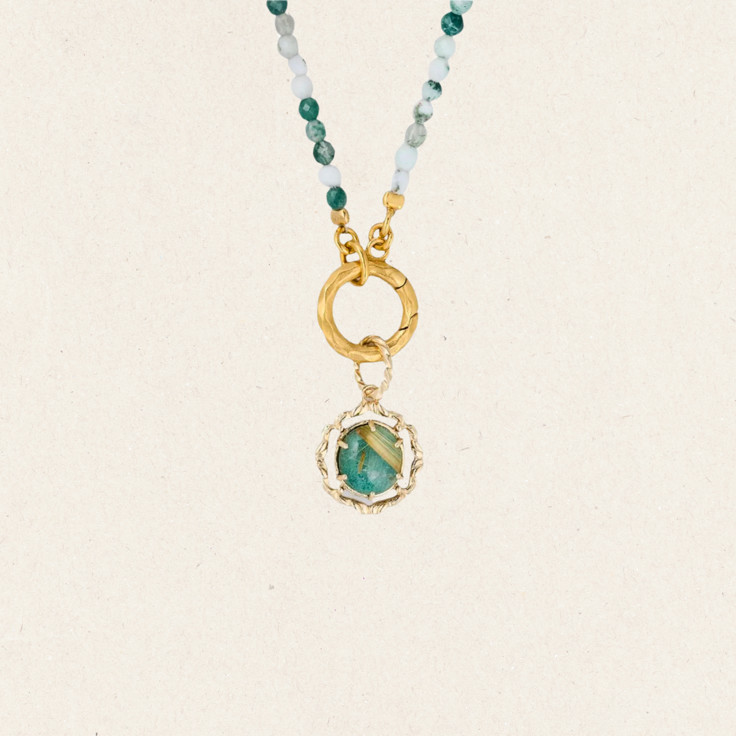 Fluorite beaded Chain Charm Necklace