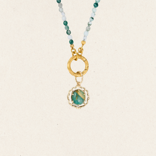 Fluorite beaded Chain Charm Necklace