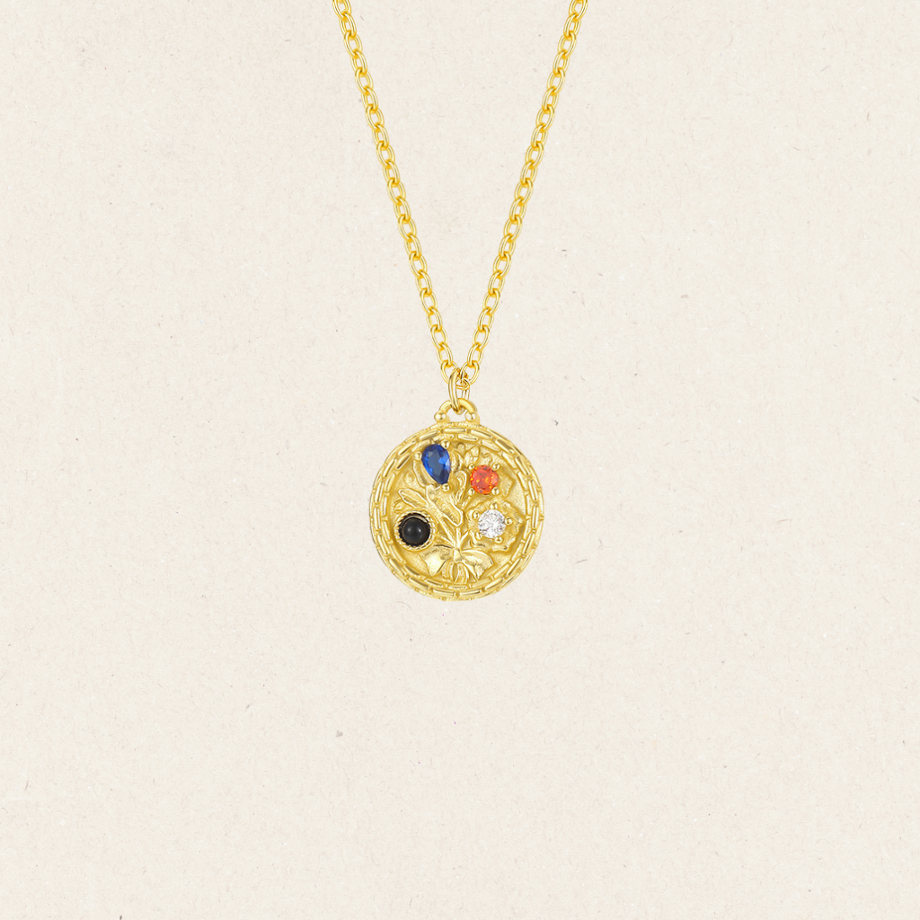 Colorful Gemstone Coin Color Palette Necklace