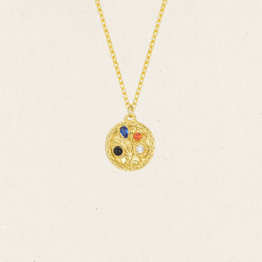 Colorful Gemstone Coin Color Palette Necklace