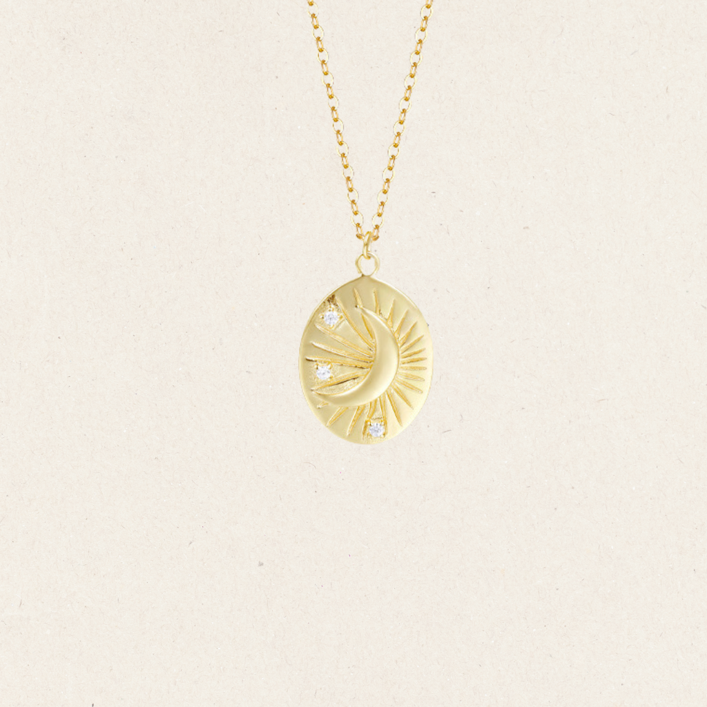 Crescent Moon Star Necklace