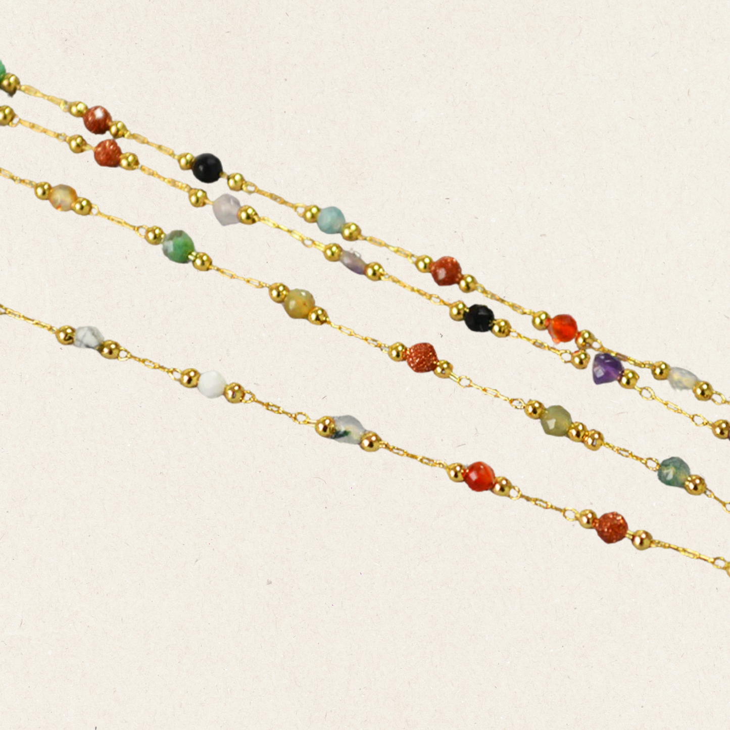 Color Rainbow Gemstone Beaded Necklace