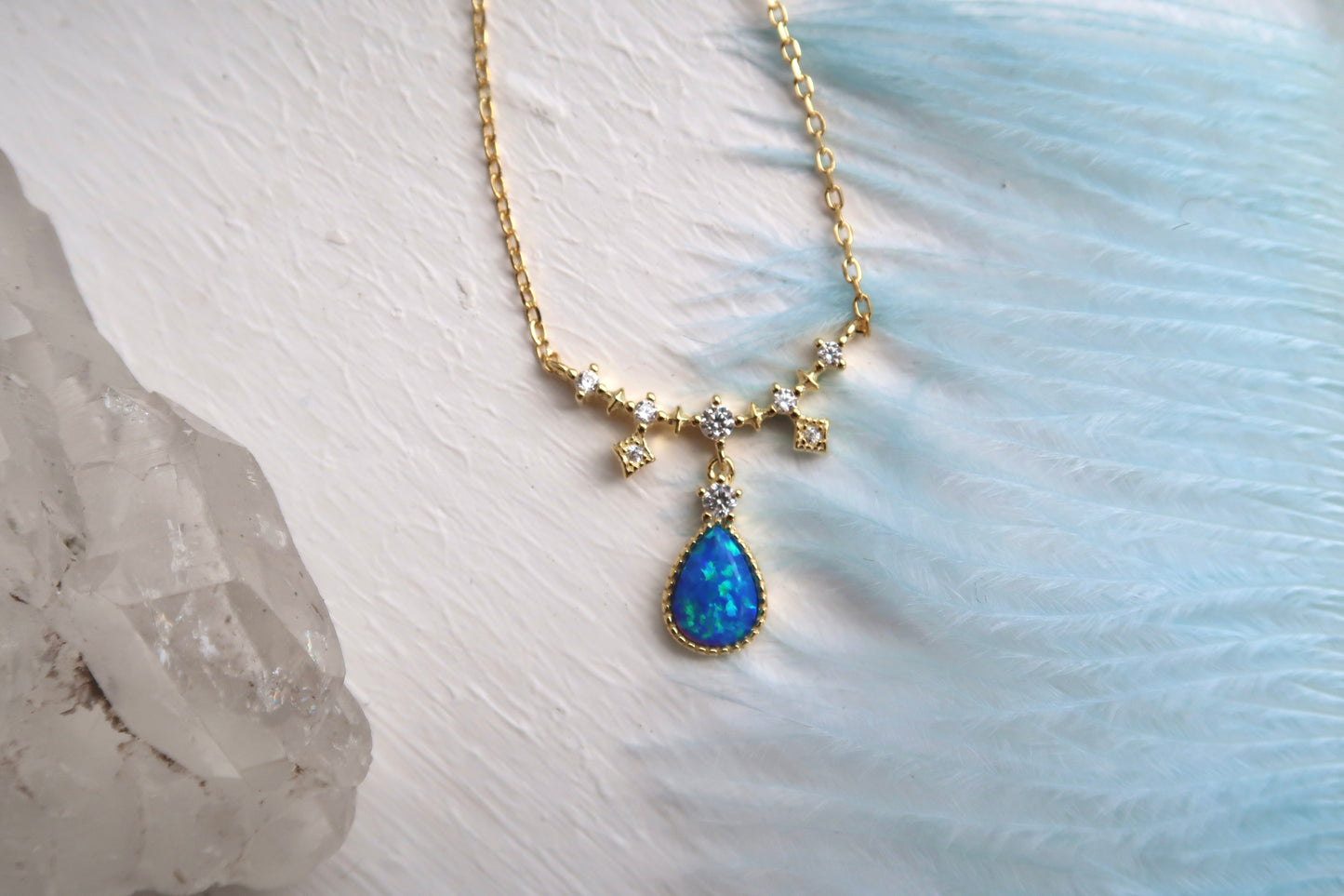 Starfall Opal Blue Necklace