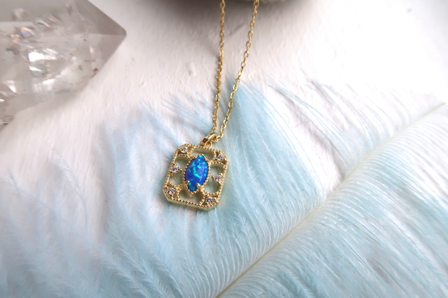 Crest Blue Opal Necklace