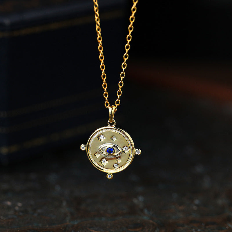 Disc Blue Eye Coin Necklace