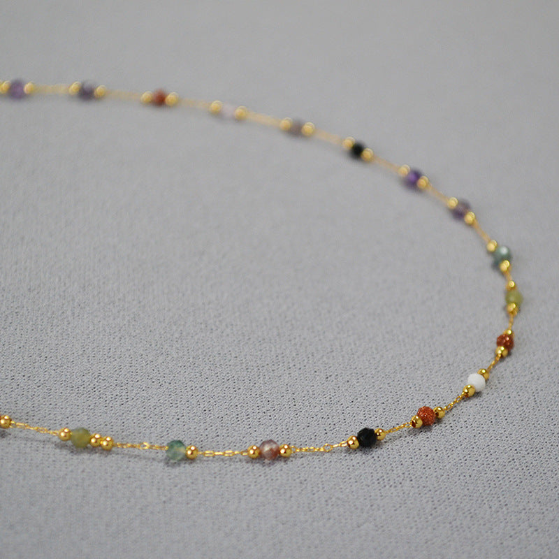 Color Rainbow Gemstone Beaded Necklace