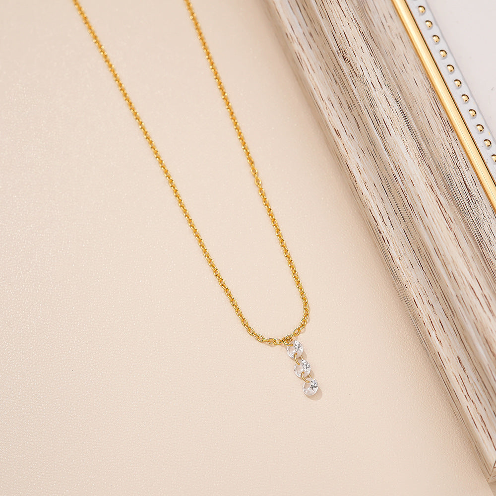 Stackable Tiny Disc Necklace And Diamond Double Necklace
