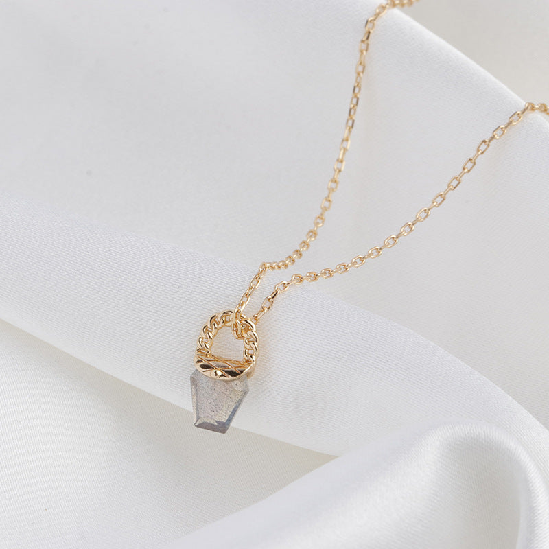 Faceted Gemstone Necklace with Gold Loop