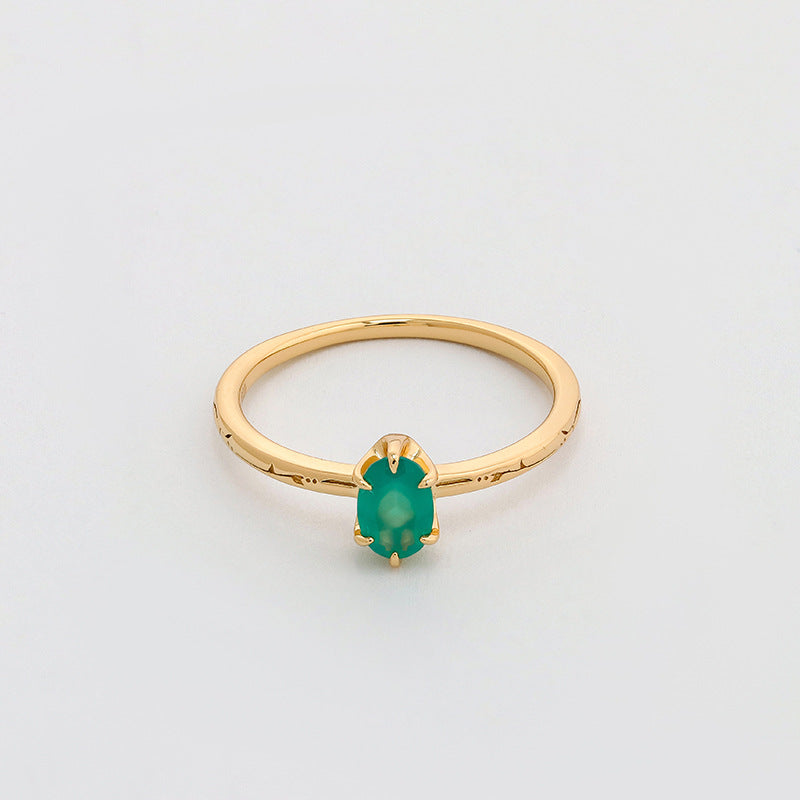 Delicate Green Stone Gold Ring