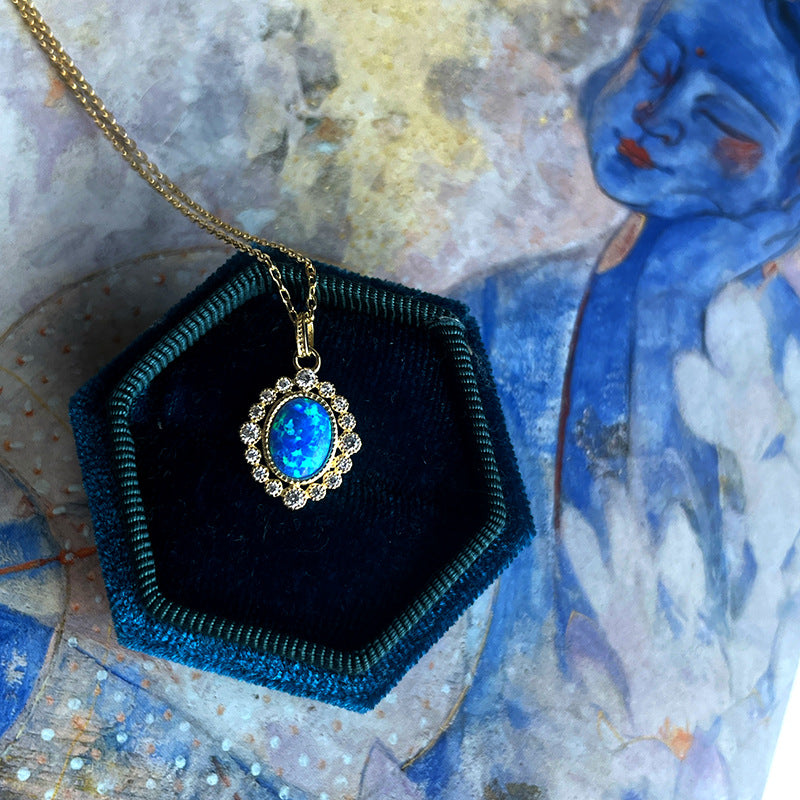 Celeste Frame Blue Opal Necklace