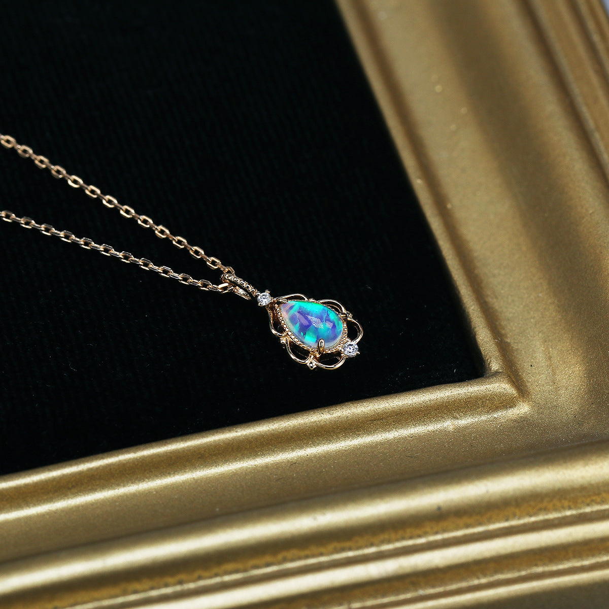 Fire Opal Teardrop Necklace