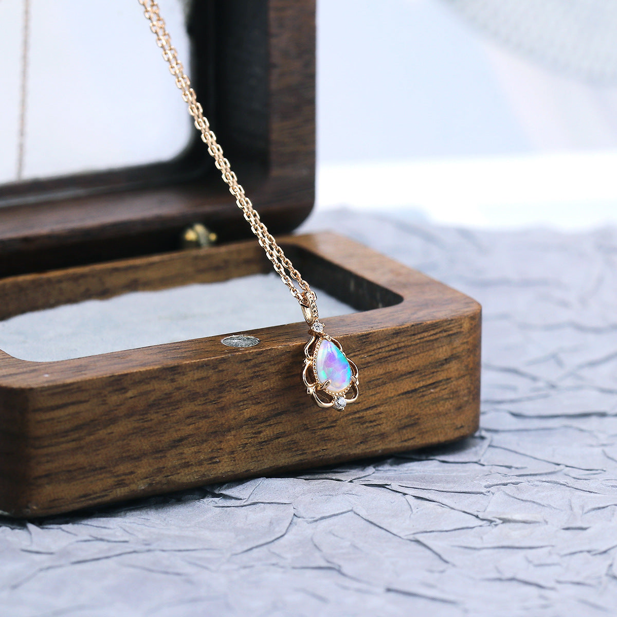 Fire Opal Teardrop Necklace