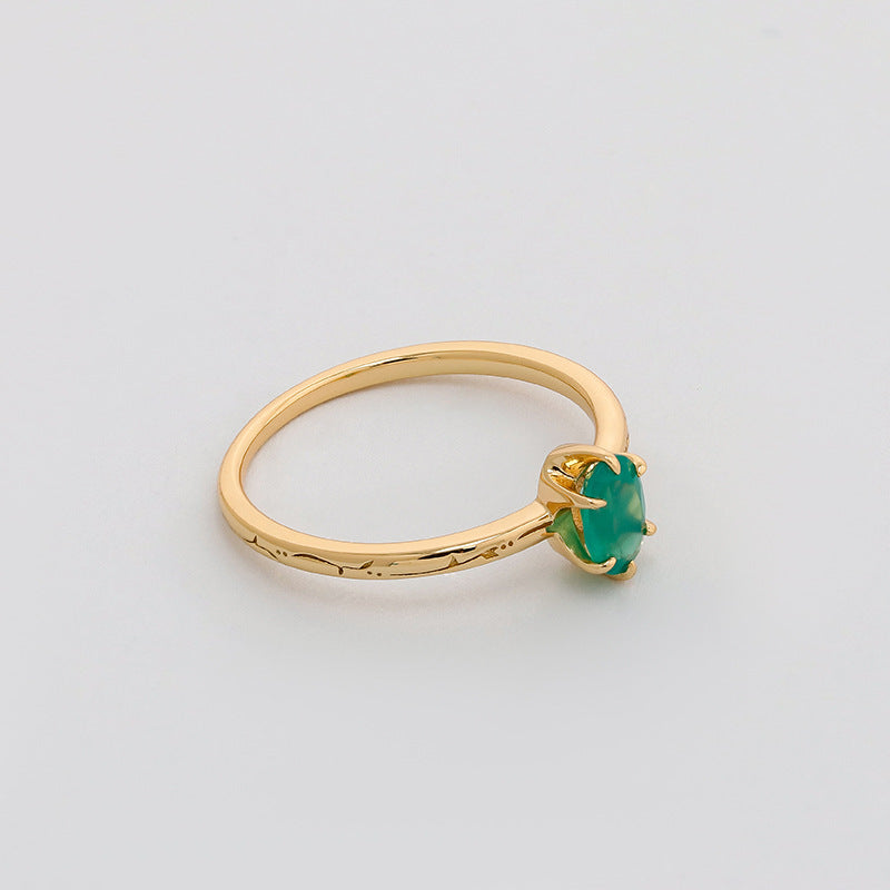 Delicate Green Stone Gold Ring
