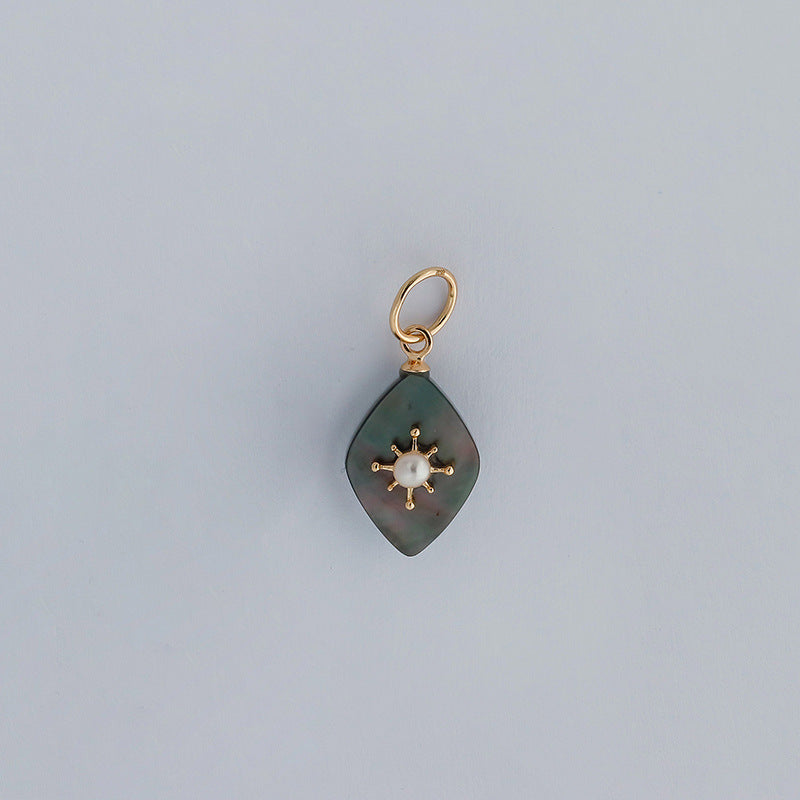 Gold Pearl & Black Shell Pendant Necklace