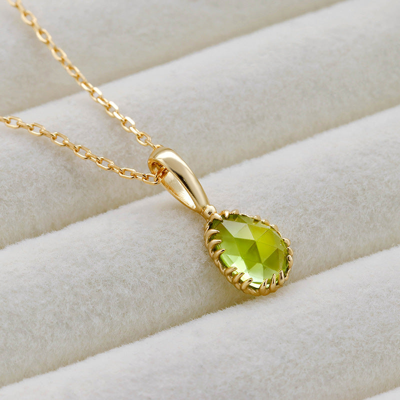 Olive Light Green Peridot Necklace