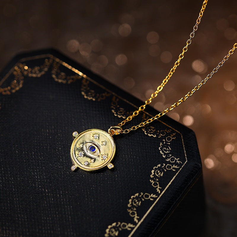 Disc Blue Eye Coin Necklace