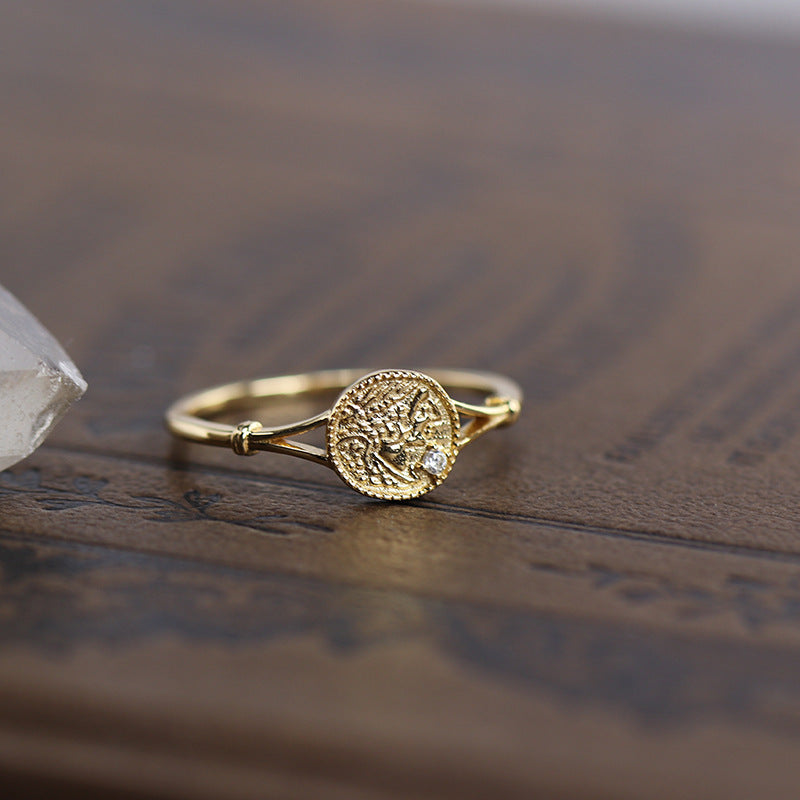 Gold Goddess Vintage Coin Ring
