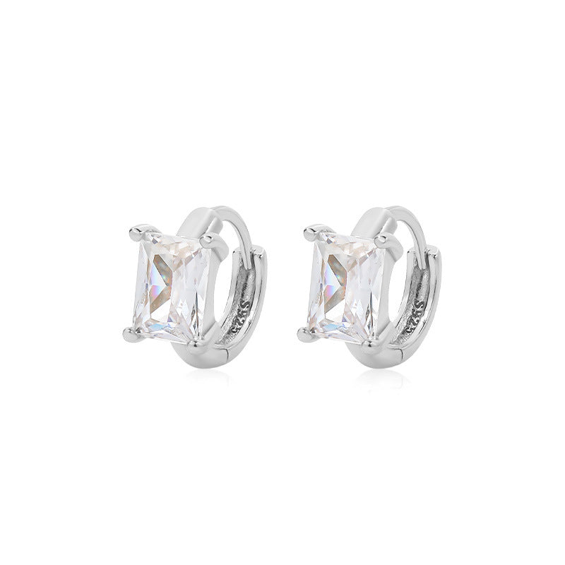 Cubic Zirconia Square Huggie Hoops