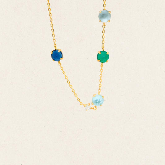 Chalcedony & Blue Crystal Bracelet