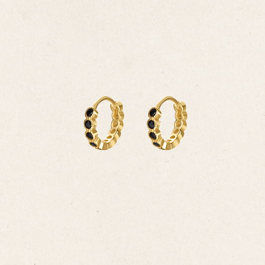Obsidian Huggie Hoops