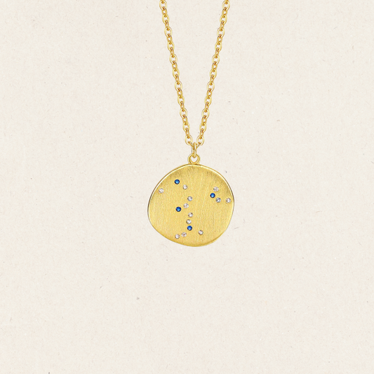 Celestial blue star Gold Coin Necklace
