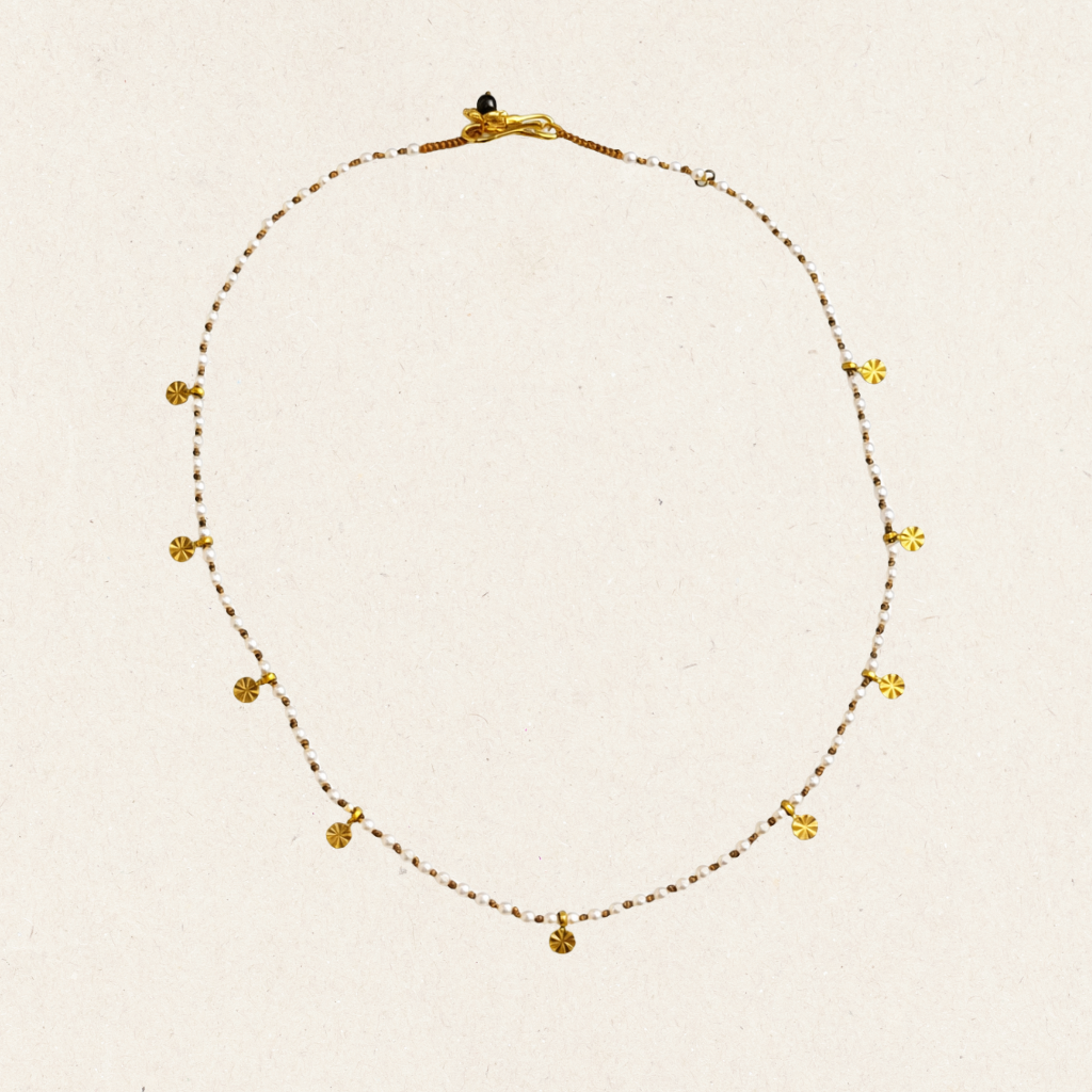 Pearl Beaded Gold Necklace