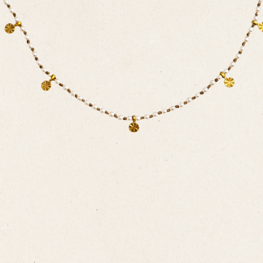 Pearl Beaded Gold Charm Bracelet