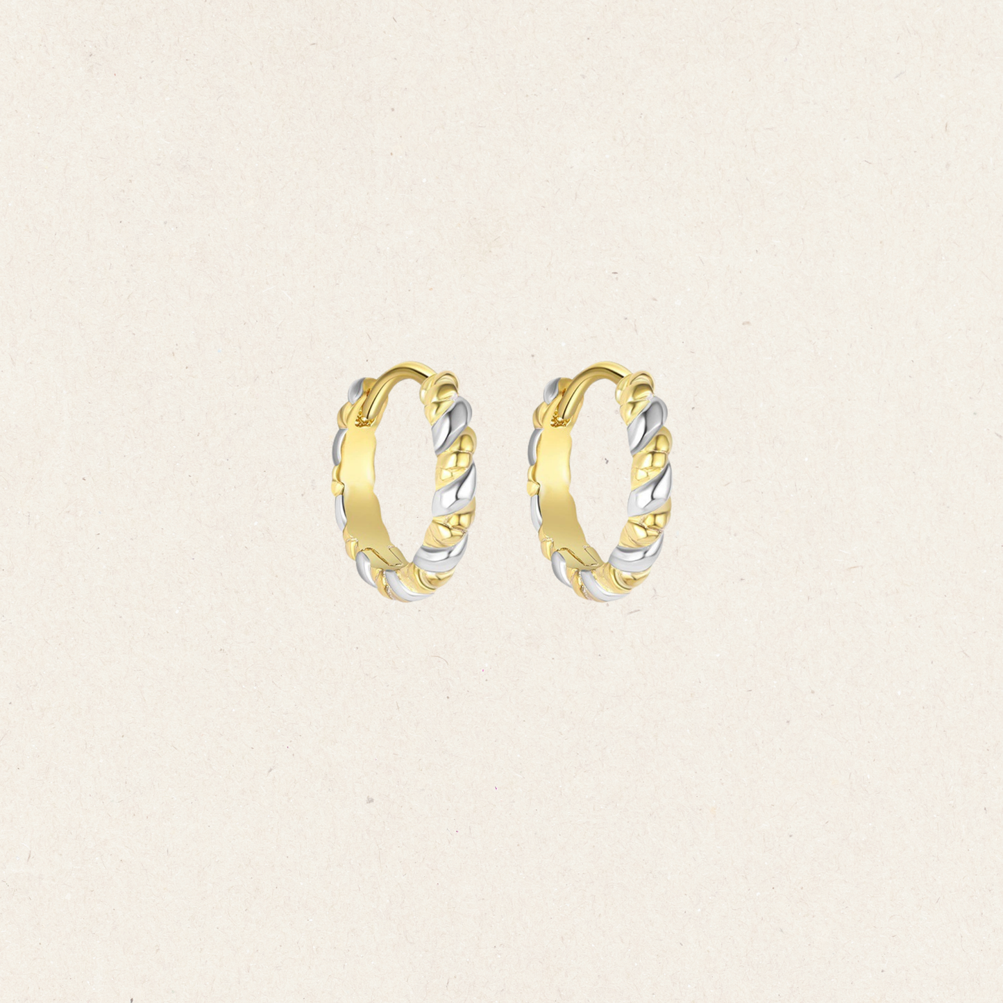 Dual Tone Twist Hoop Earrings