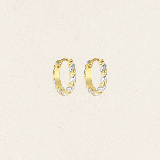 Dual Tone Twist Hoop Earrings