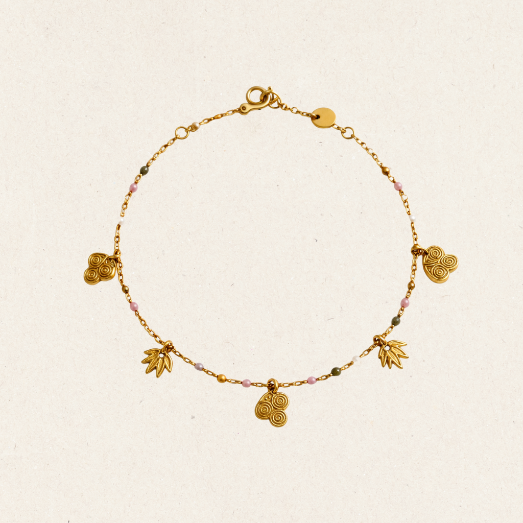 Gold Charm Beaded Bracelet