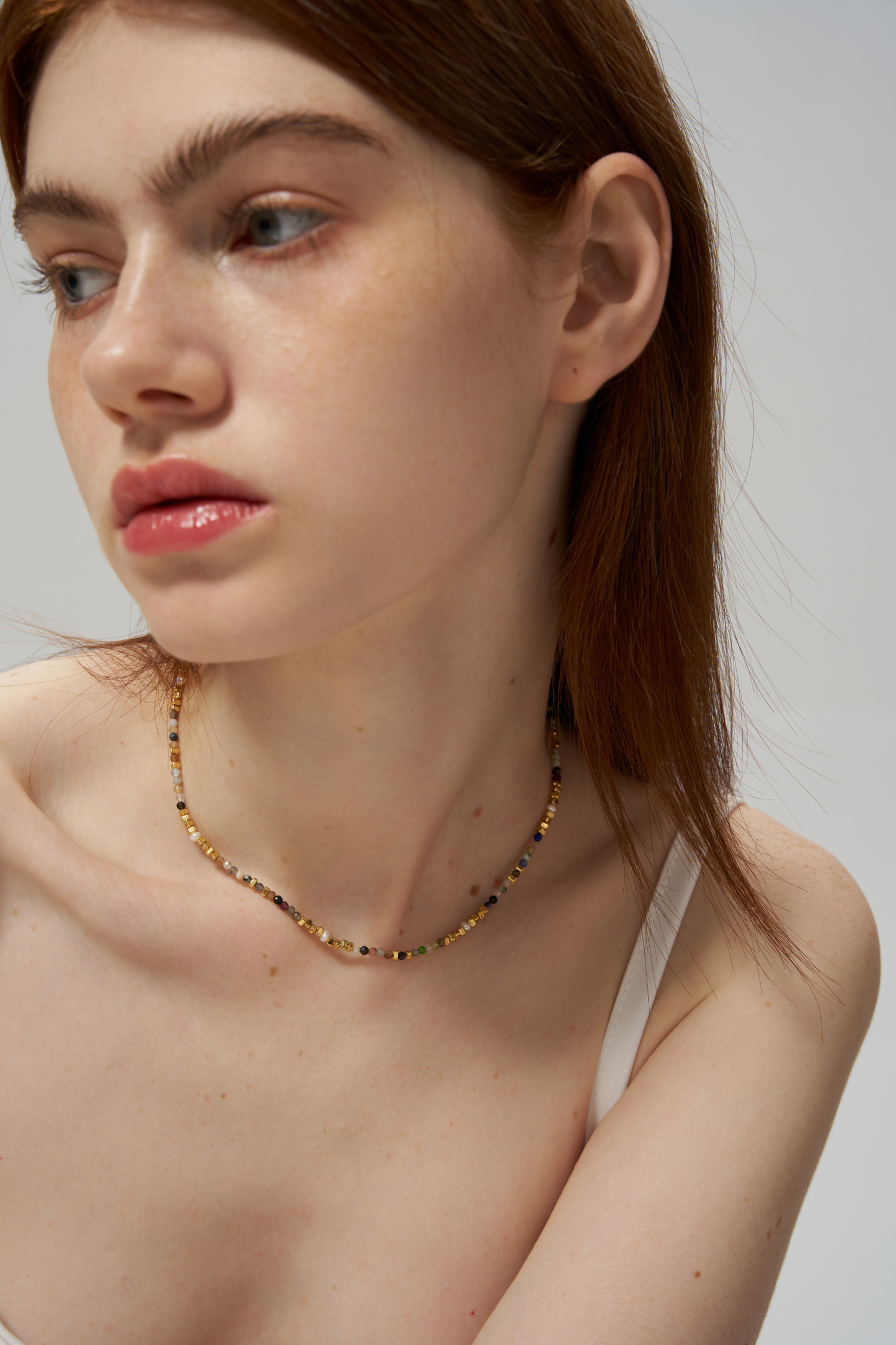 Multi-color Gem Beaded Necklace