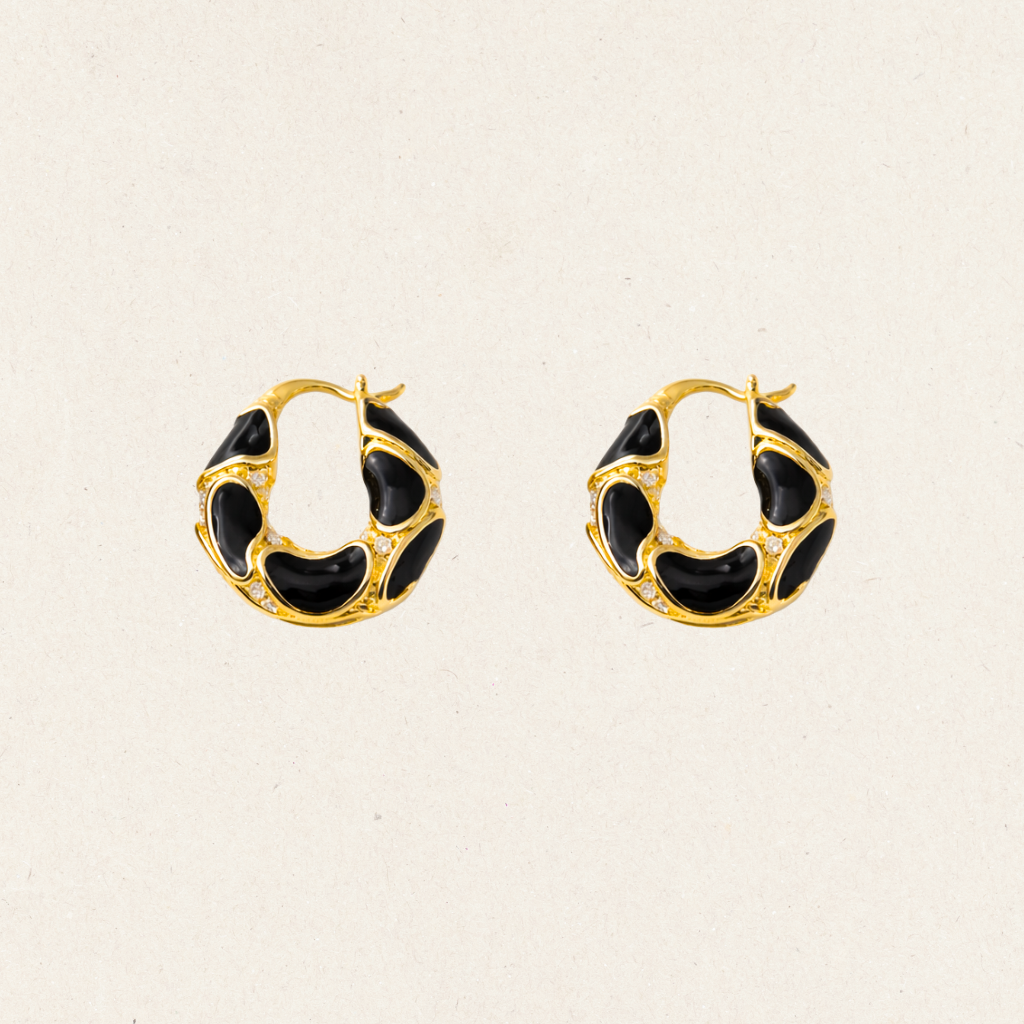 Black Enamel Hoop Earrings
