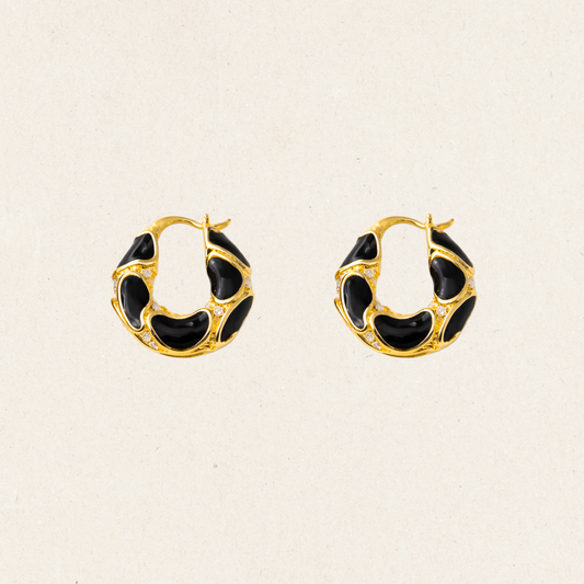 Black Enamel Hoop Earrings