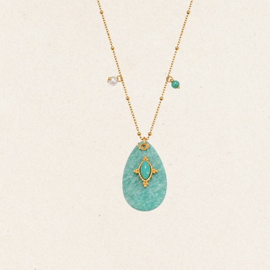Natural Amazonite Teardrop Necklace