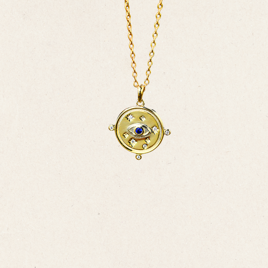 Disc Blue Eye Coin Necklace