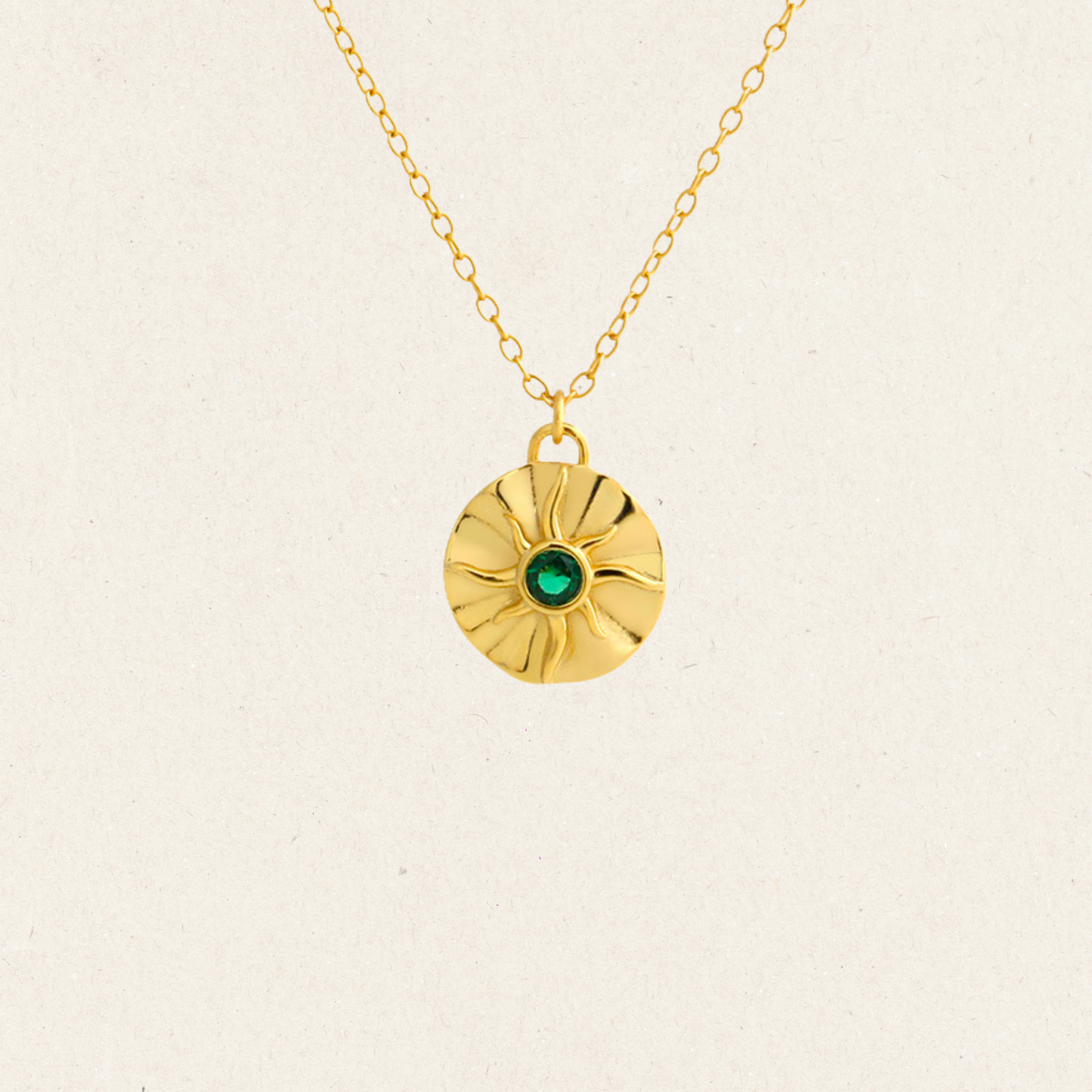 Emerald Sun Coin Necklace