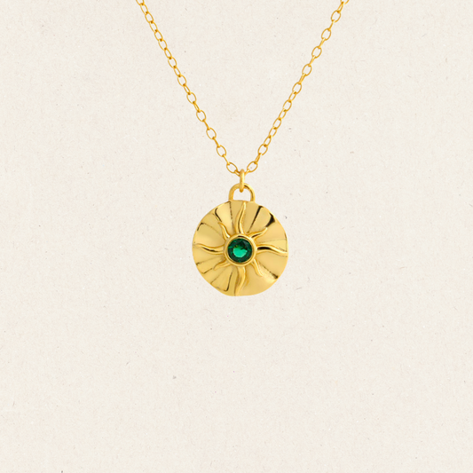 Emerald Sun Coin Necklace