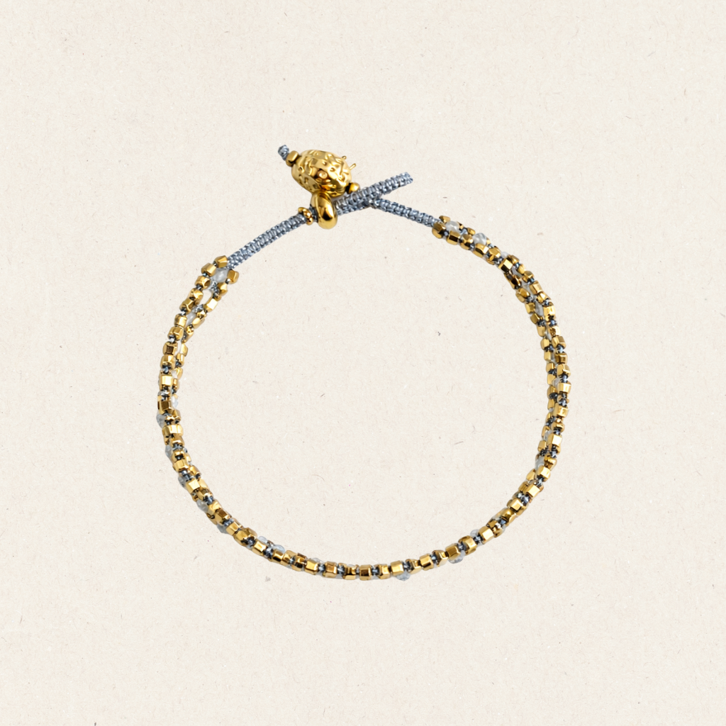 Gold Beaded Cord Bracelet