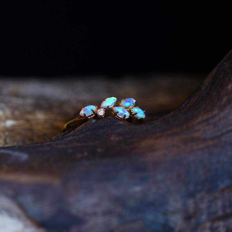 Gold Leaf-Shaped Opal Ring