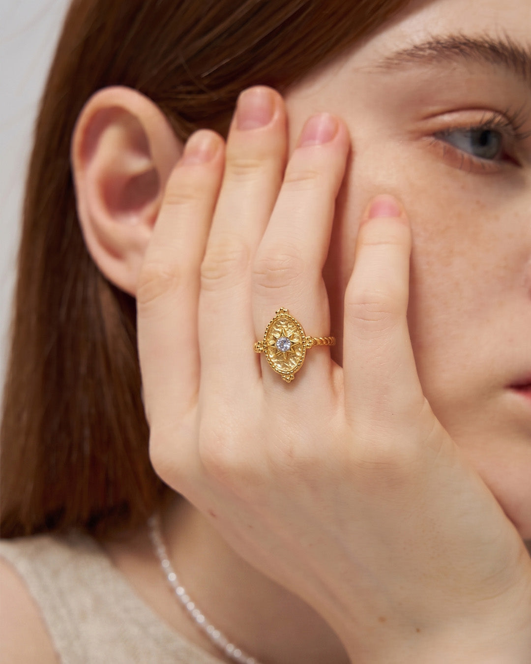 Gold Star Oval Ring