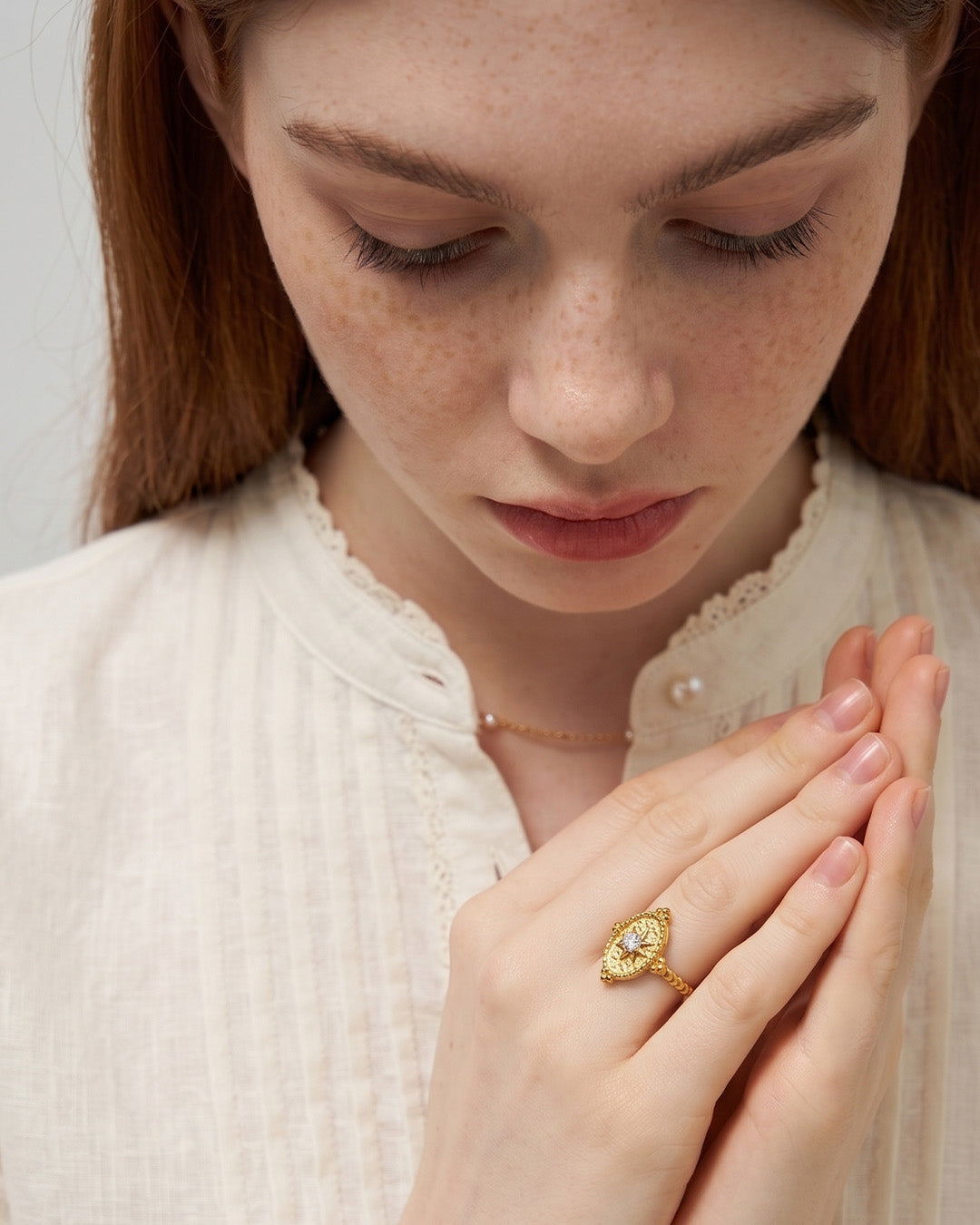 Gold Star Oval Ring